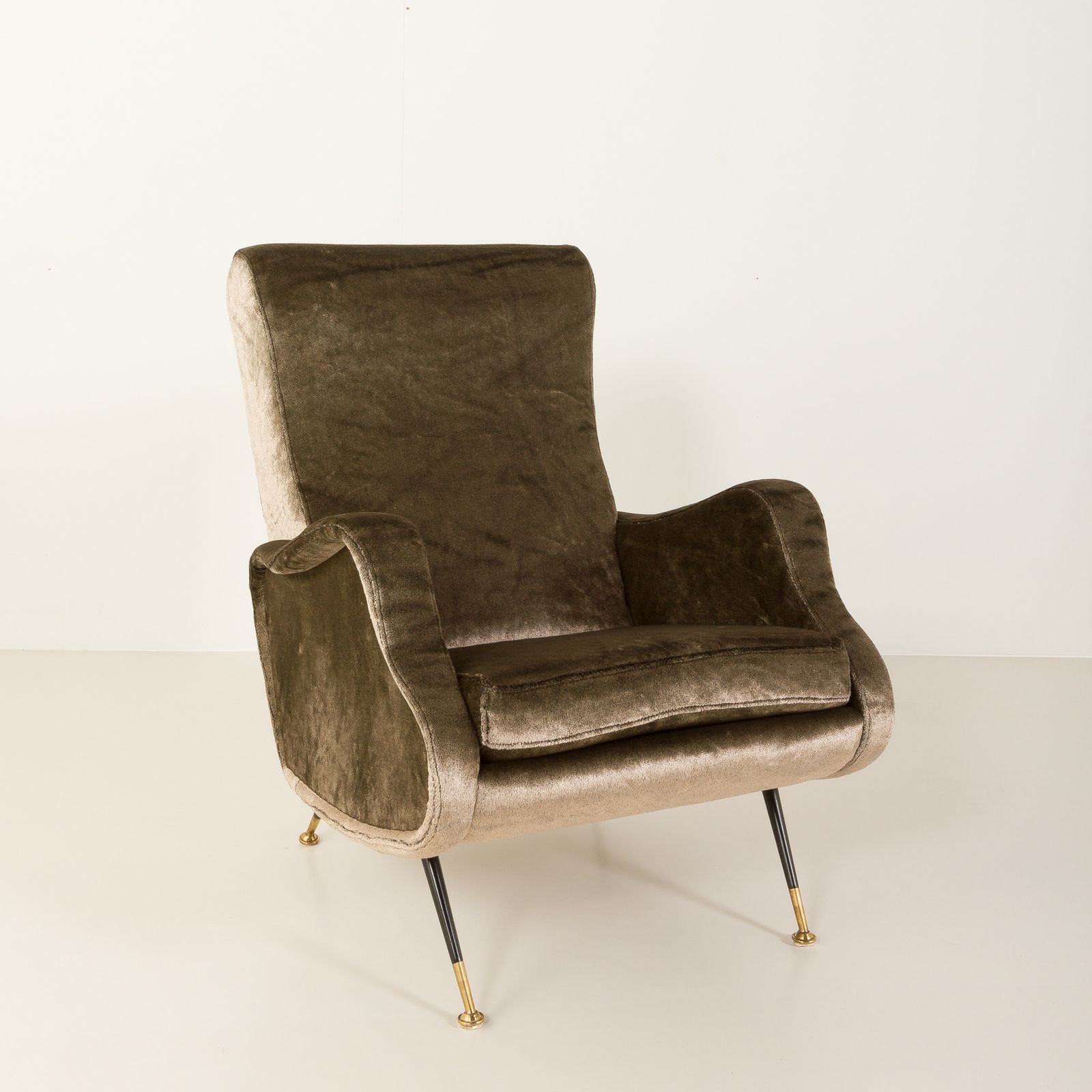photo furniture Italian Velevet Mid Century Lounge Chair In The Style Of Marco Zanuso, 1960s