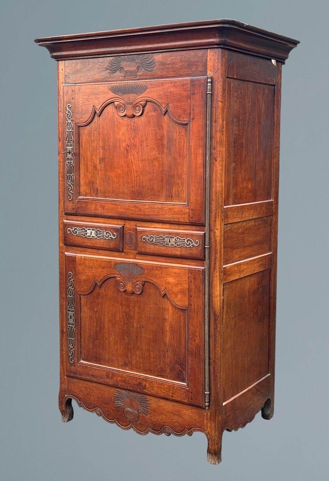 Furniture 18th Century French Walnut Armoire / Walnut Wardrobe photo