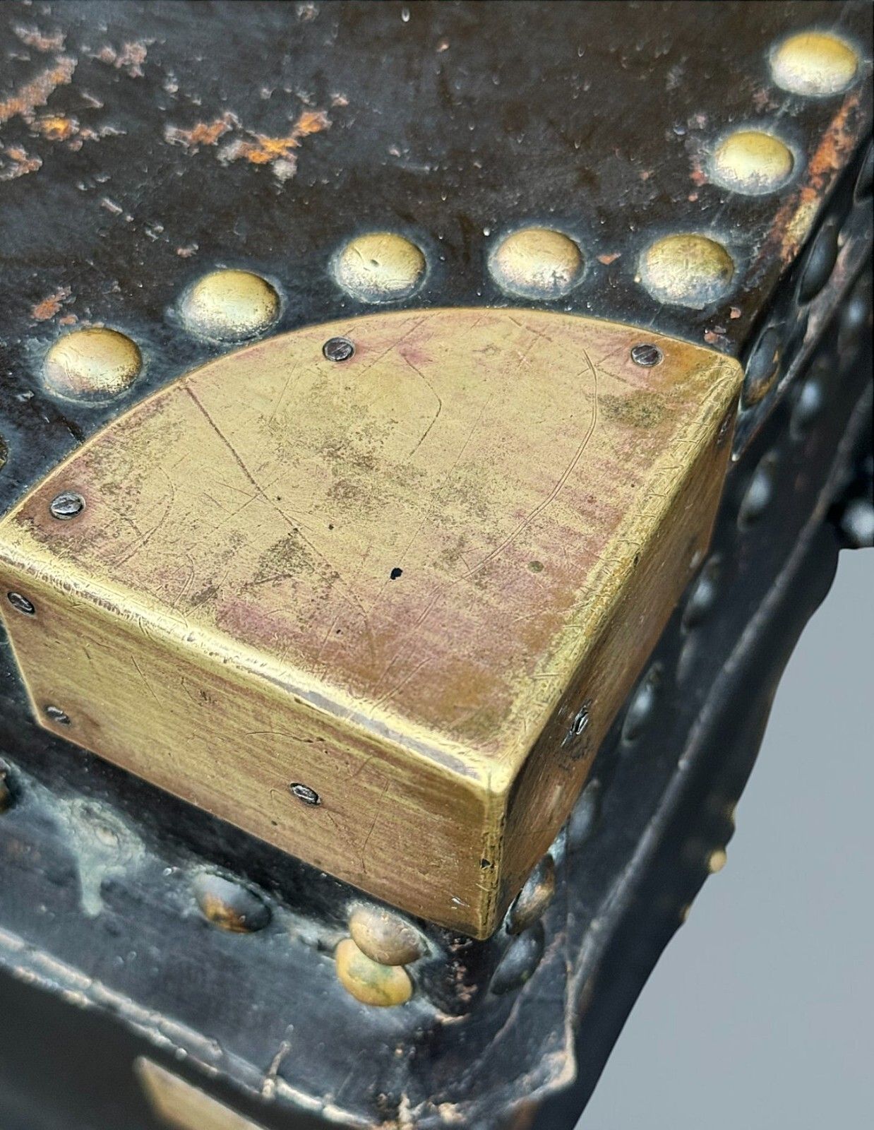 19th Century Leather And Brass Mounted Military Campaign Chest photo buy