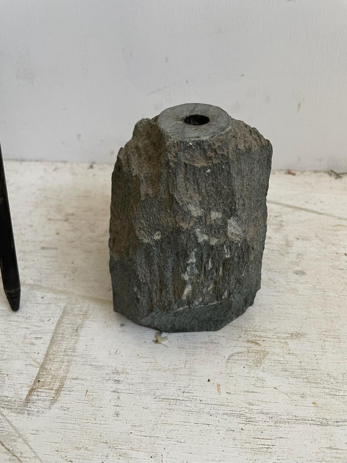 Fireside Poker Set In Dark Grey Slate Rock Stone With Matching Handle Quirky photo vintage