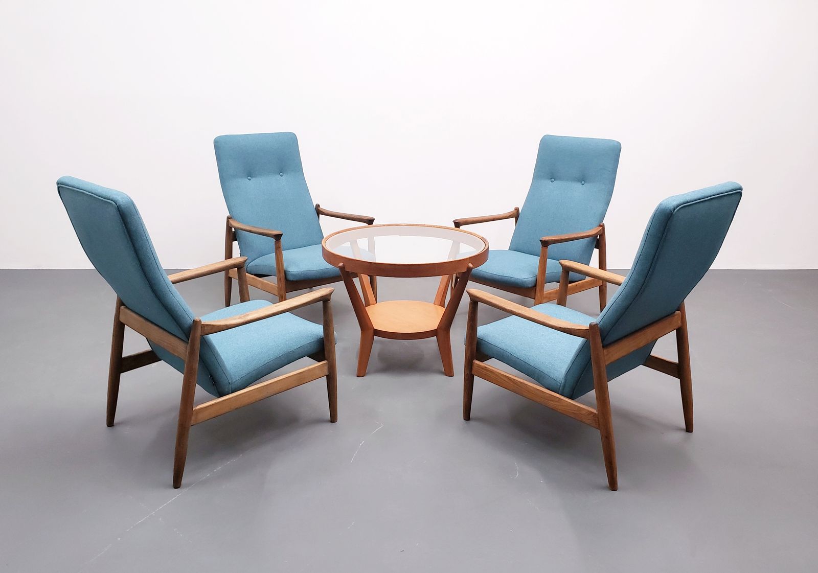 Set Of Two   1965 Chair By Edmund Homa, Model Gfm 64 High Blue photo furniture