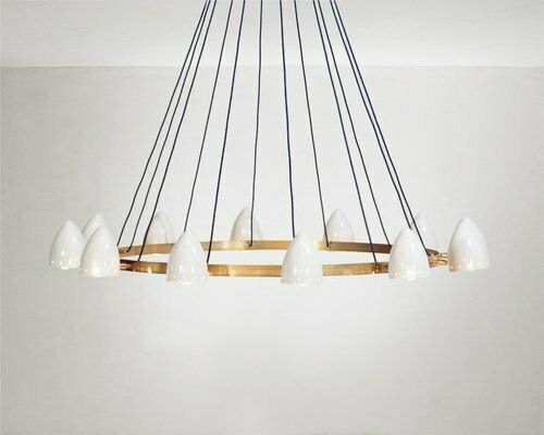Mid Century Italian Brass Chandelier, 1960s photo vinterior