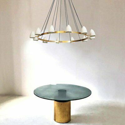 photo for sale Mid Century Italian Brass Chandelier, 1960s