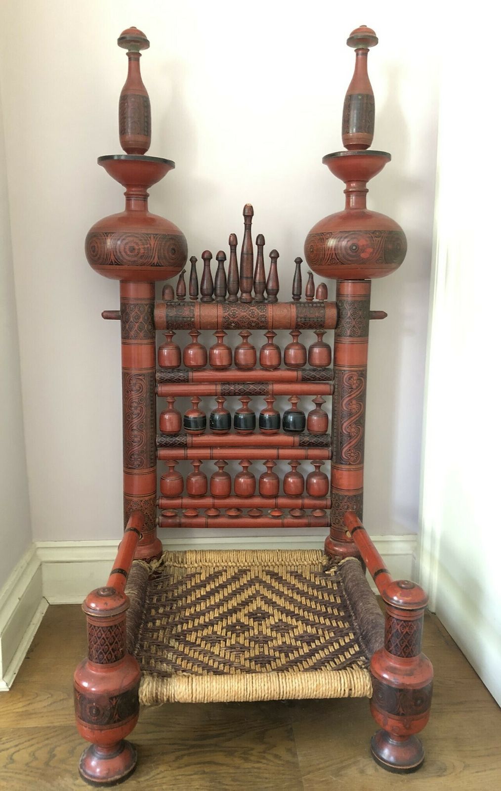 Old Punjabi Traditional Wedding Chair With Hand Painted Decoration