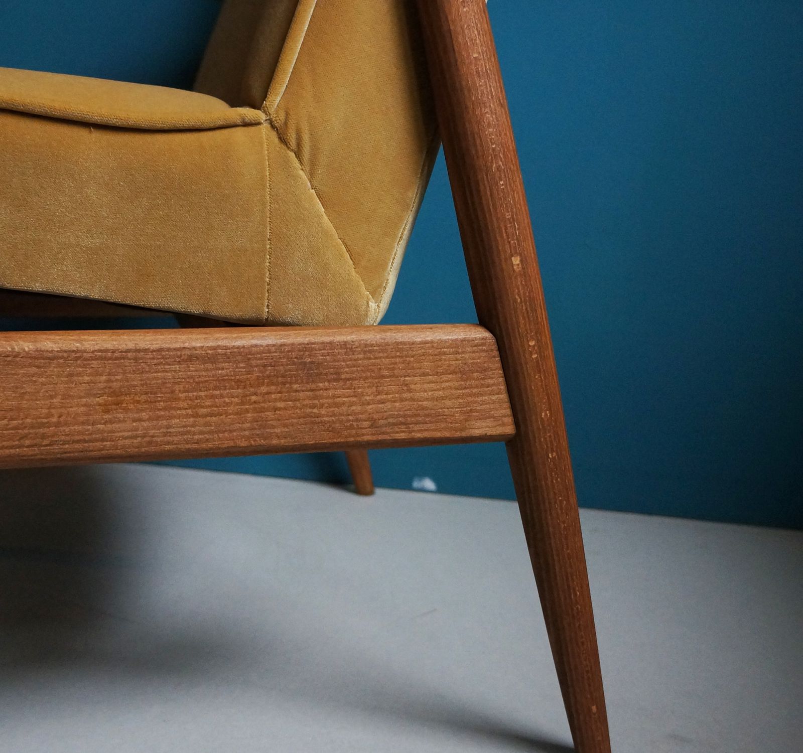 The Pair Of Vintage Armchair Form Mid Century, Gold Velvet Upholstery, Restored photo Furniture