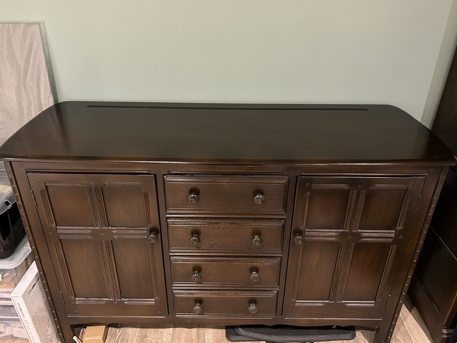 Old Colonial Dark Sideboard. H750mm, L980mm, W55mm. Good Condotion photo furniture