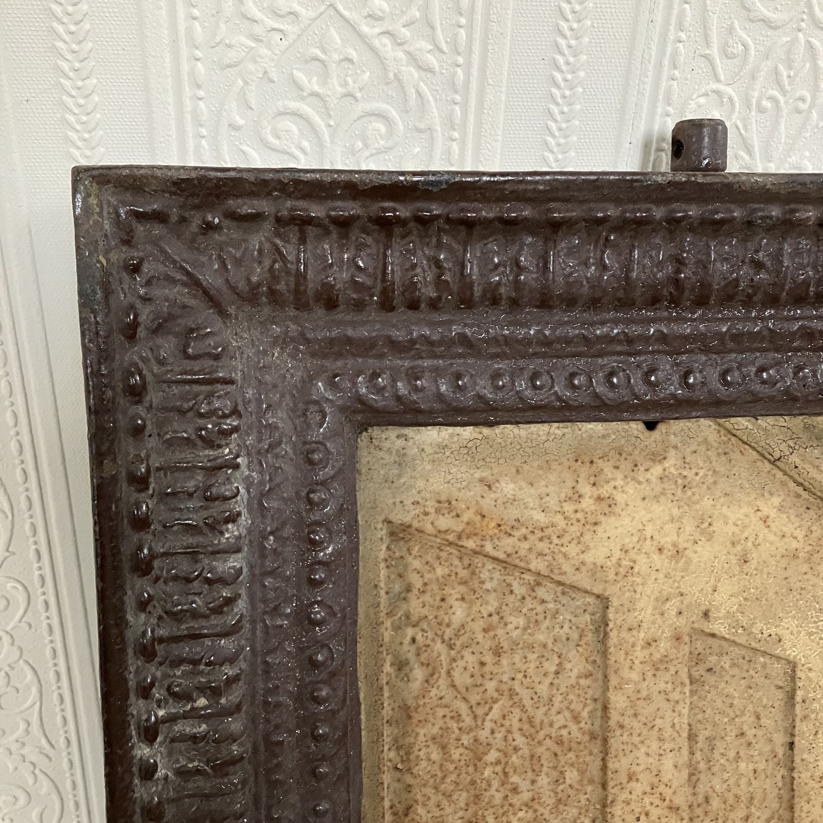Antique Salvaged 19th Century Framed Cast Iron Relief Panel Of Da Vinci's The Last Supper photo vinterior