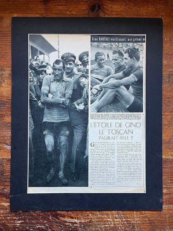 Vintage Cycling Print   Gino Bartali Original 1950 Tour De France