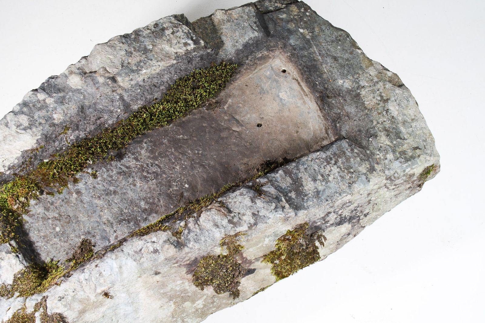Garden Decor Large 17th Century Stone Trough Garden Feature Weathered Moss Bonsai Carved Stone photo