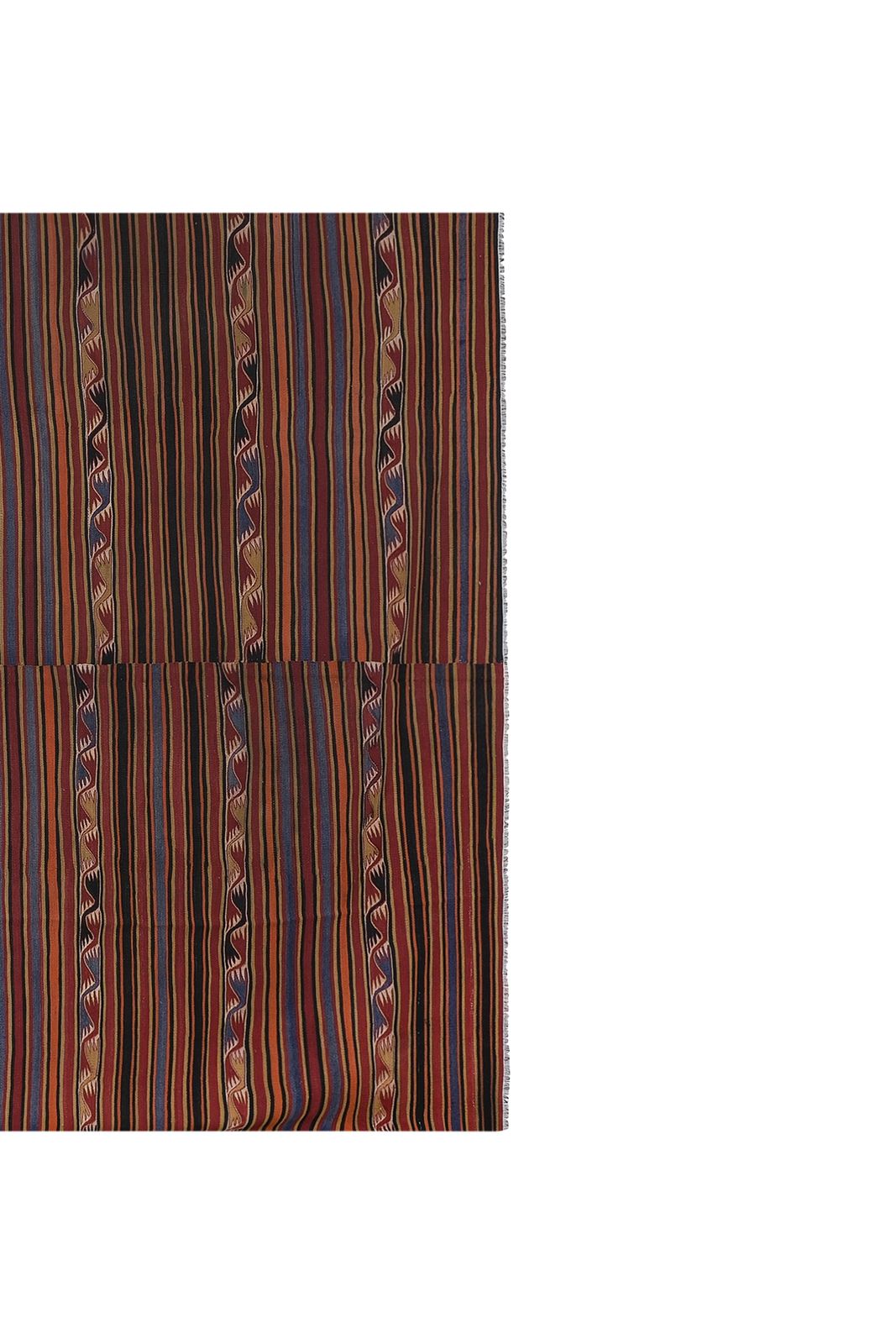 Textiles 1960s Oversize Bohemian Striped Wool Kilim Rug 9' X 12'5" photo