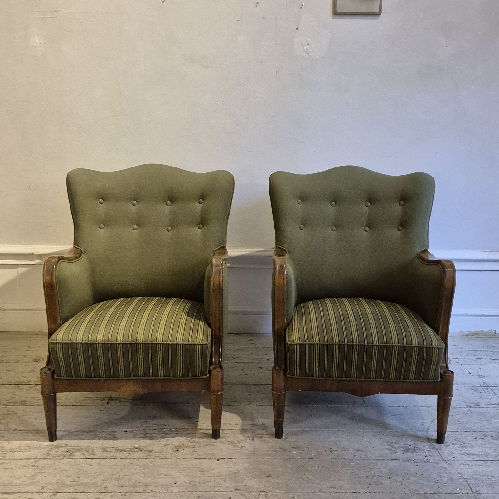 Danish Modern Armchairs By Alfred Christensen. Beautiful Shape, Brass Feet. photo furniture