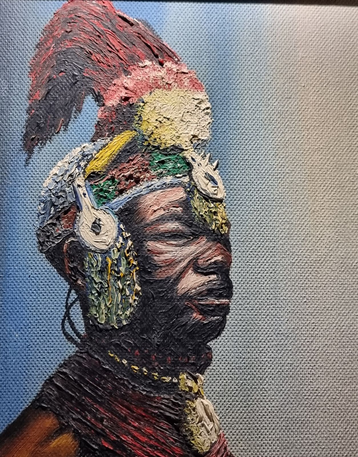 African Oil Tribal Art Masai photo for sale