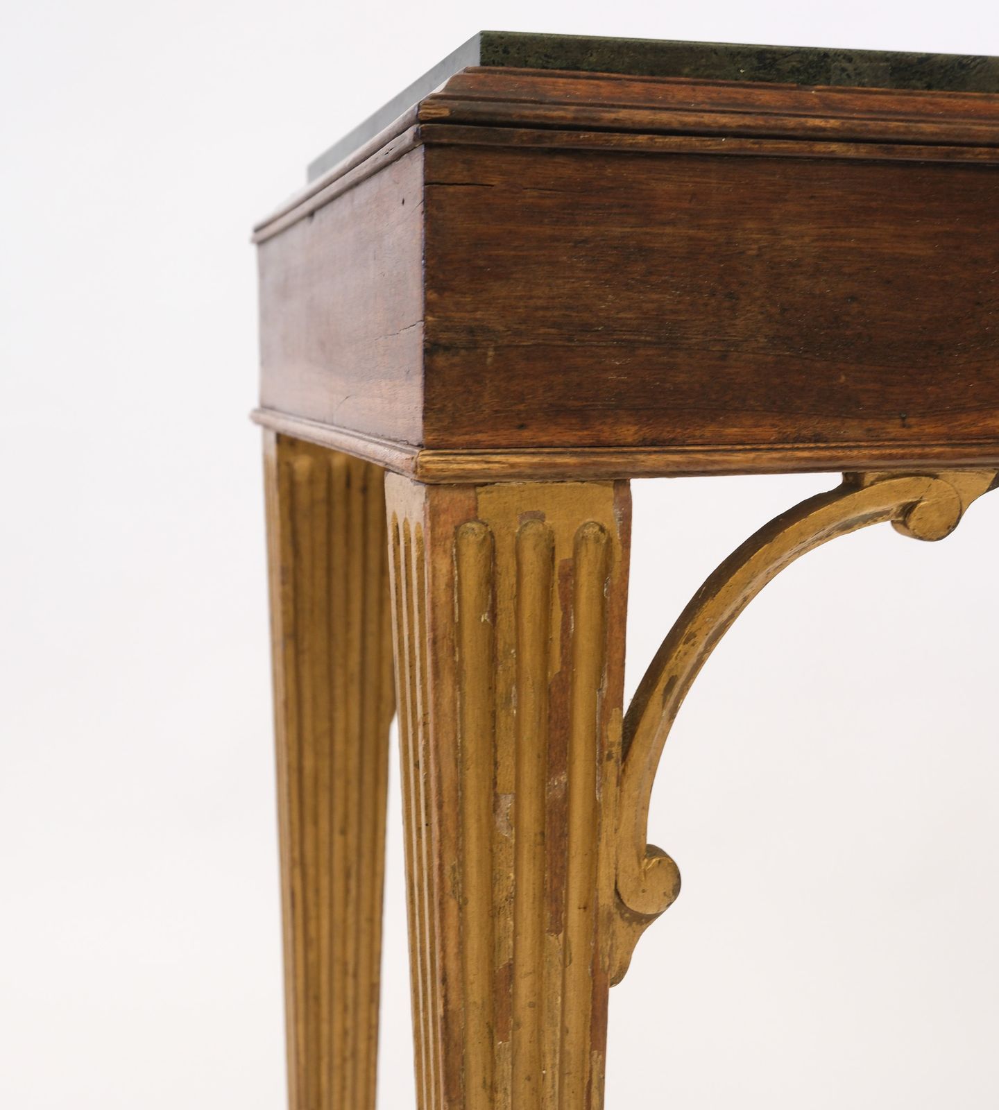 Early 19th Century Small Green Alps Marble Mahogany & Gilt Console Table photo vintage