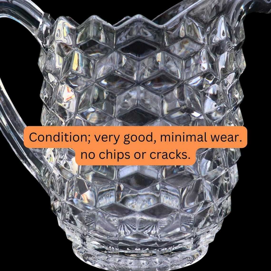 Large Fostoria American Clear Glass Pitcher Jug 8'' Tall 2 Litres, Granma Chic Large Cubes Pitcher photo Home Decor