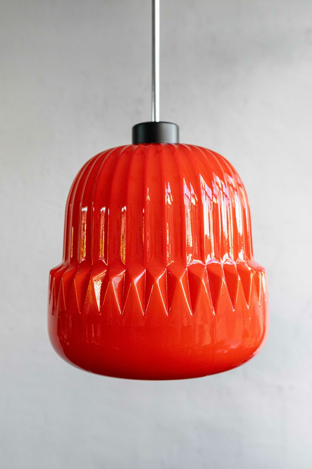 Vintage Czechoslovak Glass Hanging Lamp By Osvětlovací Sklo, 1970s photo for sale