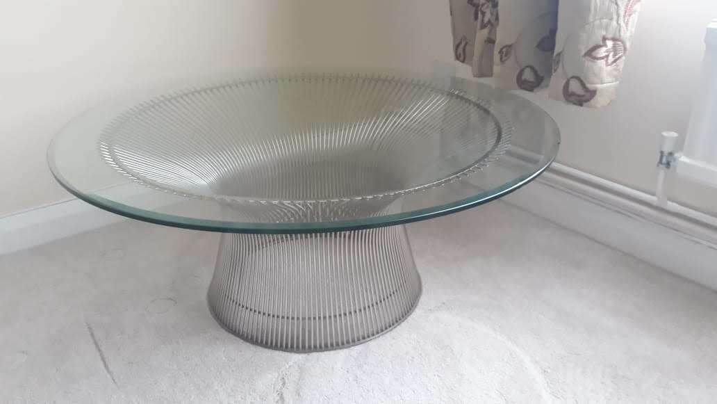 Warren Platner Designed Knoll Glass Coffee Table photo for sale