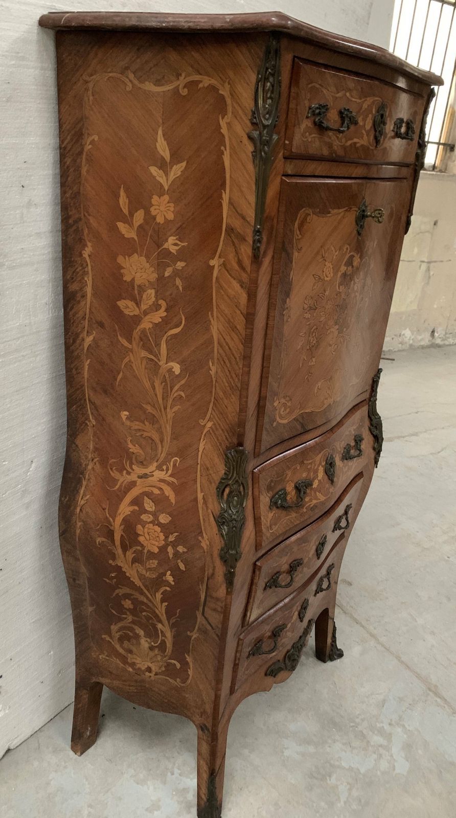 Louis XV Style Lady's Secretary In Light Wood Marquetry, 20th Century photo 1216.35