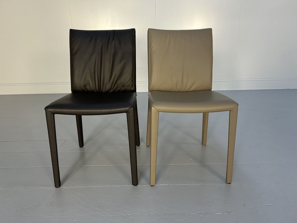 photo for sale Suite Of 10 Cattelan Italia “Italia” Dining Chairs – In Mid & Dark Grey Leather