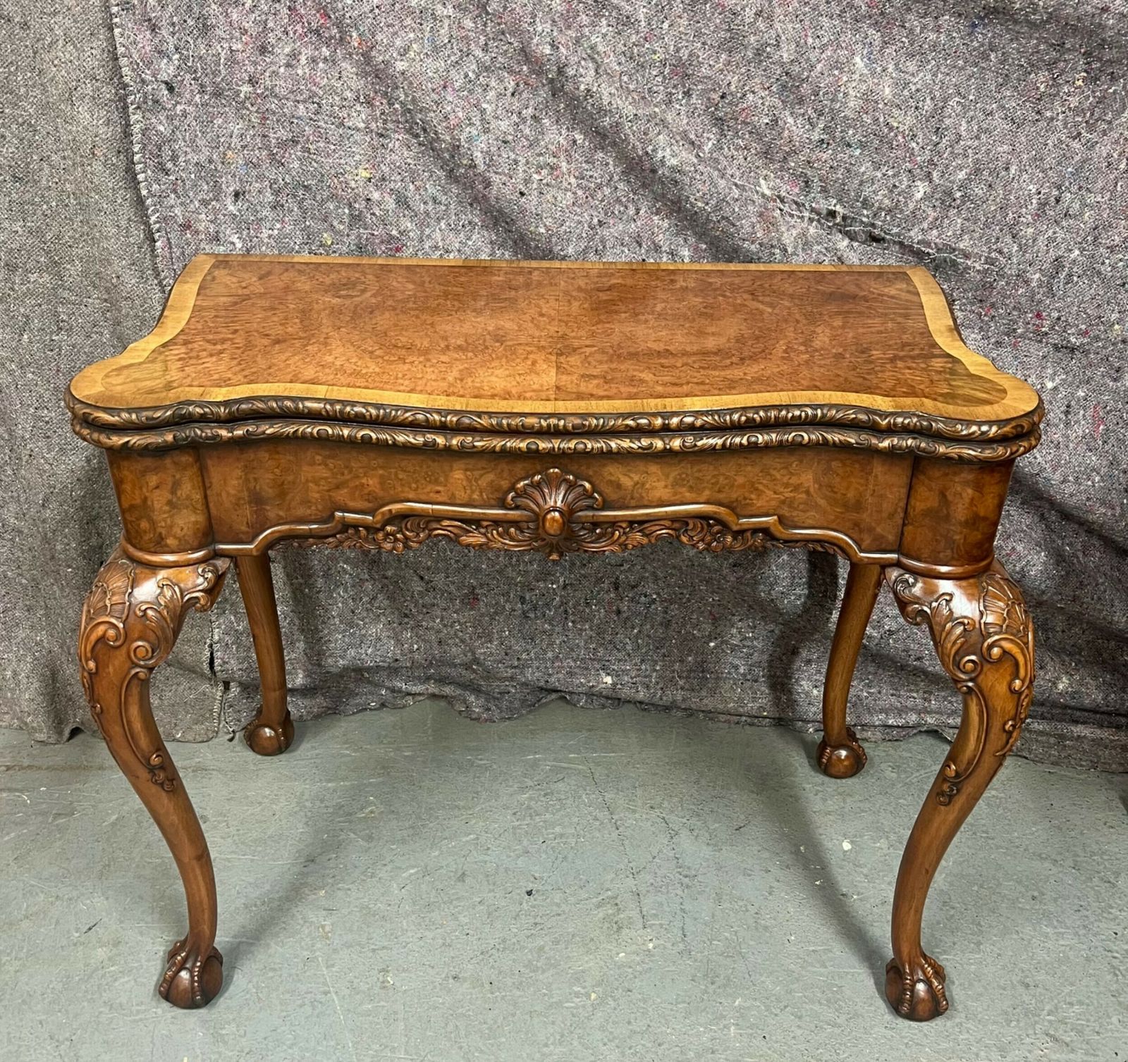 Fine Burr Walnut Card Table By Maple & Co. Of London