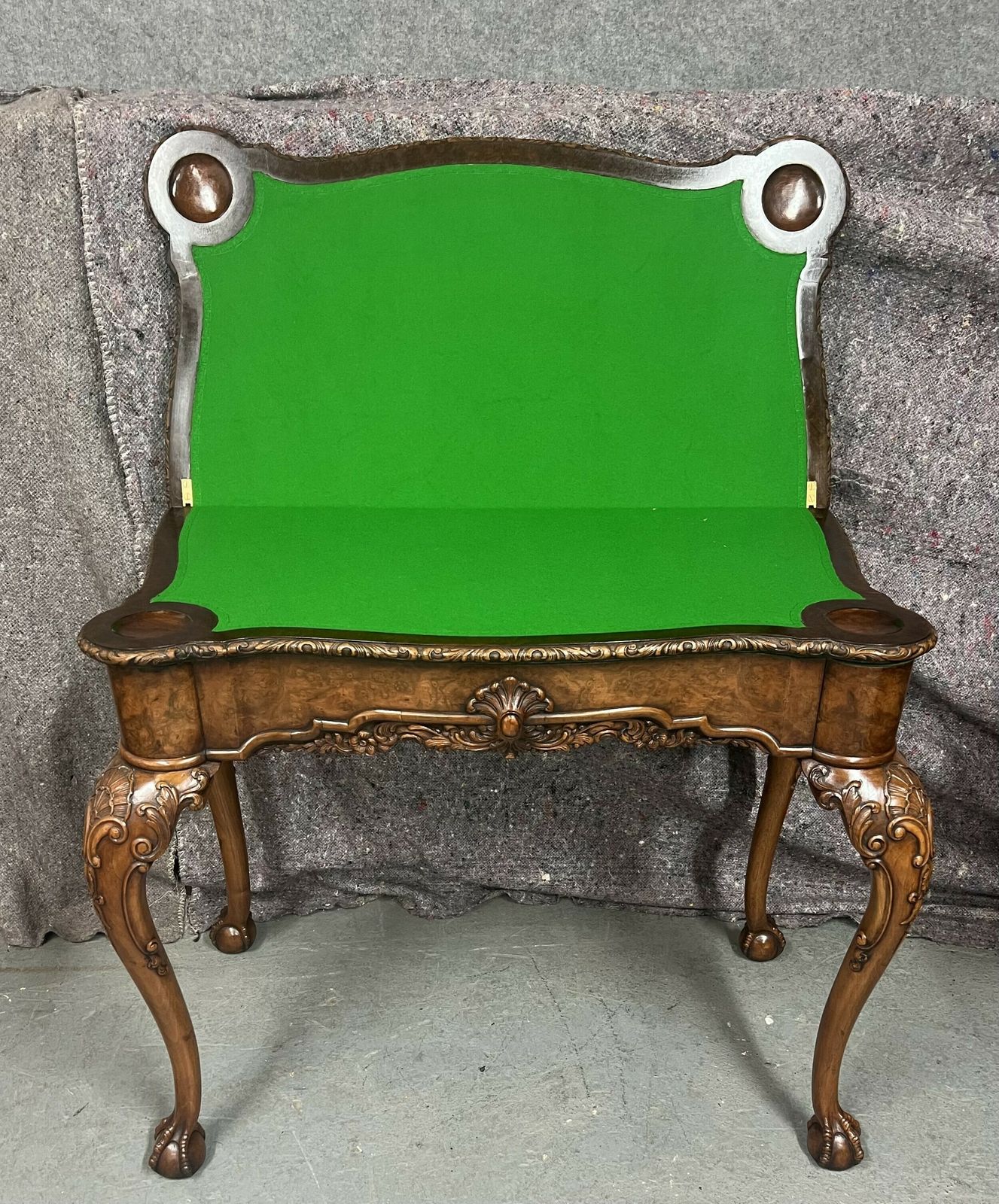 Fine Burr Walnut Card Table By Maple & Co. Of London photo furniture