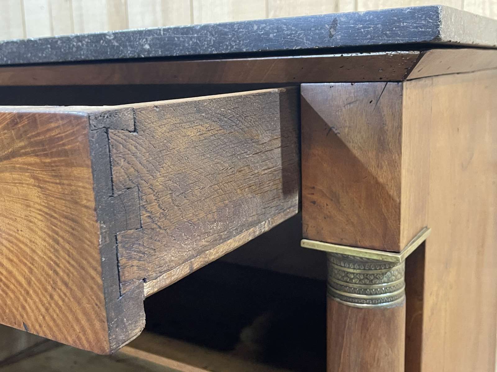 Empire Period Secretary In Walnut, Oak And Black Marble photo 2980.0
