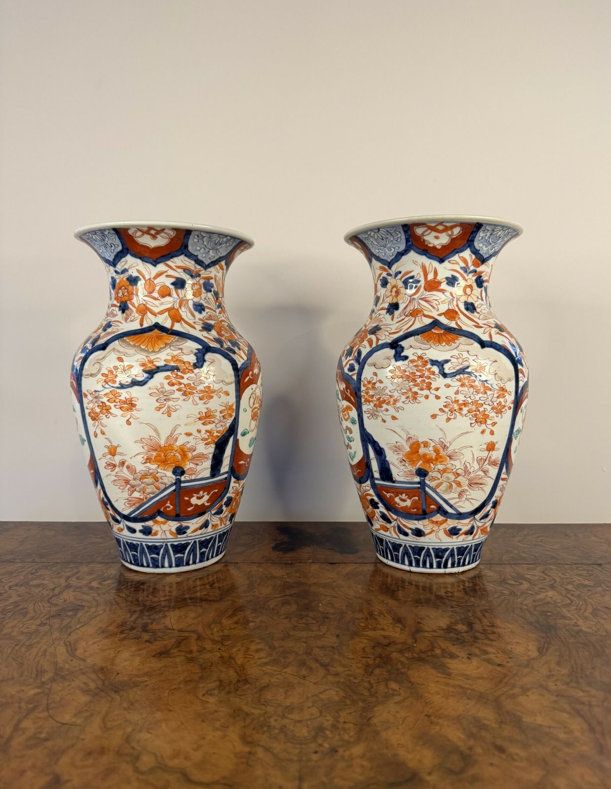 Fantastic Large Pair Of Antique Japanese Imari Vases photo vinterior