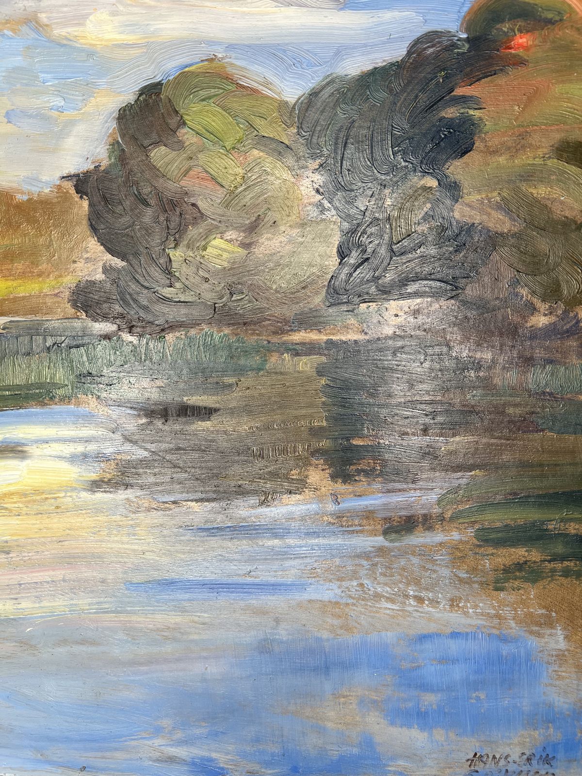Lake Landscape, Oil On Board Painting photo 449.0