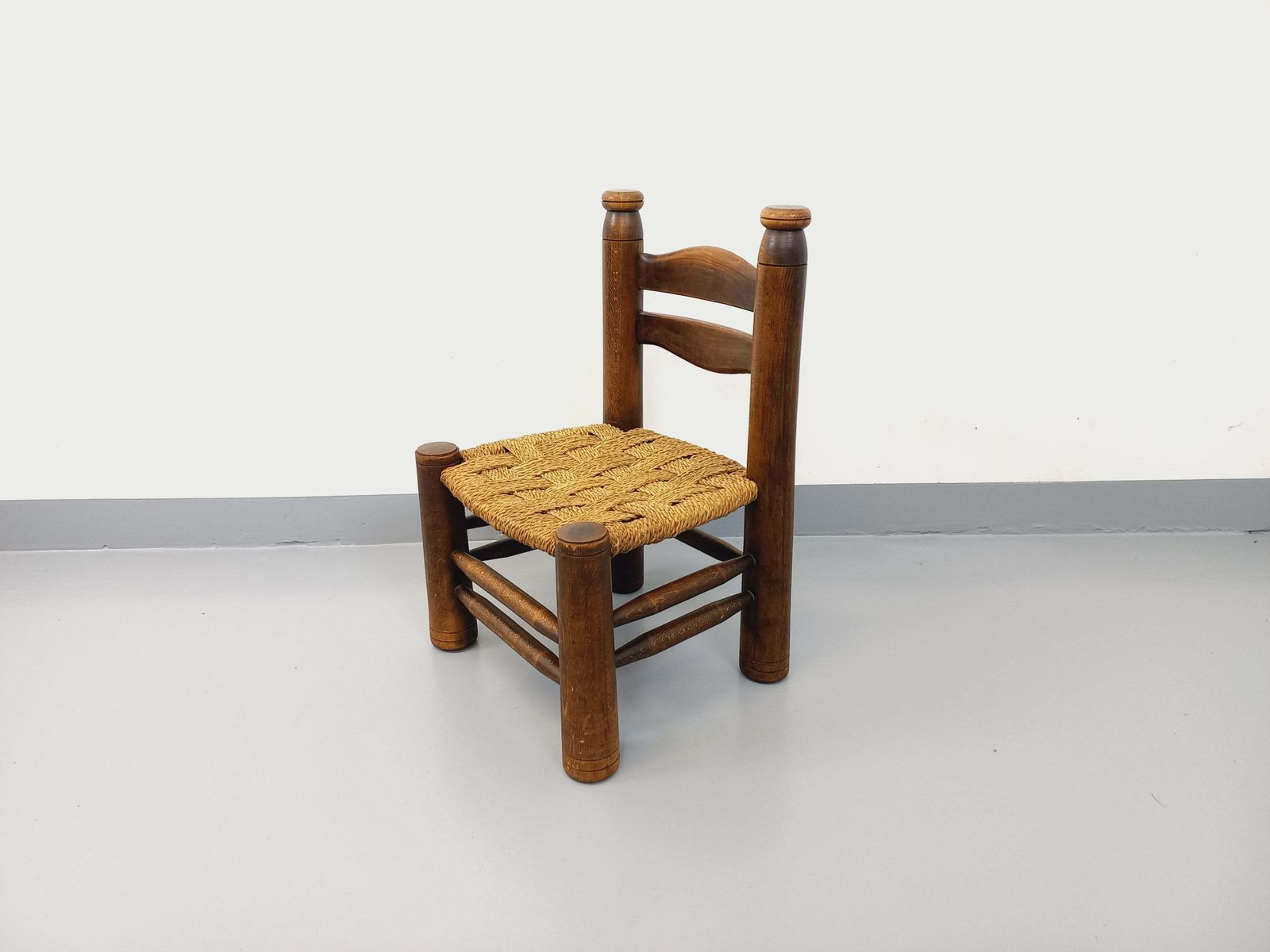Charles Dudouyt Brutalist Low Chair In Wood