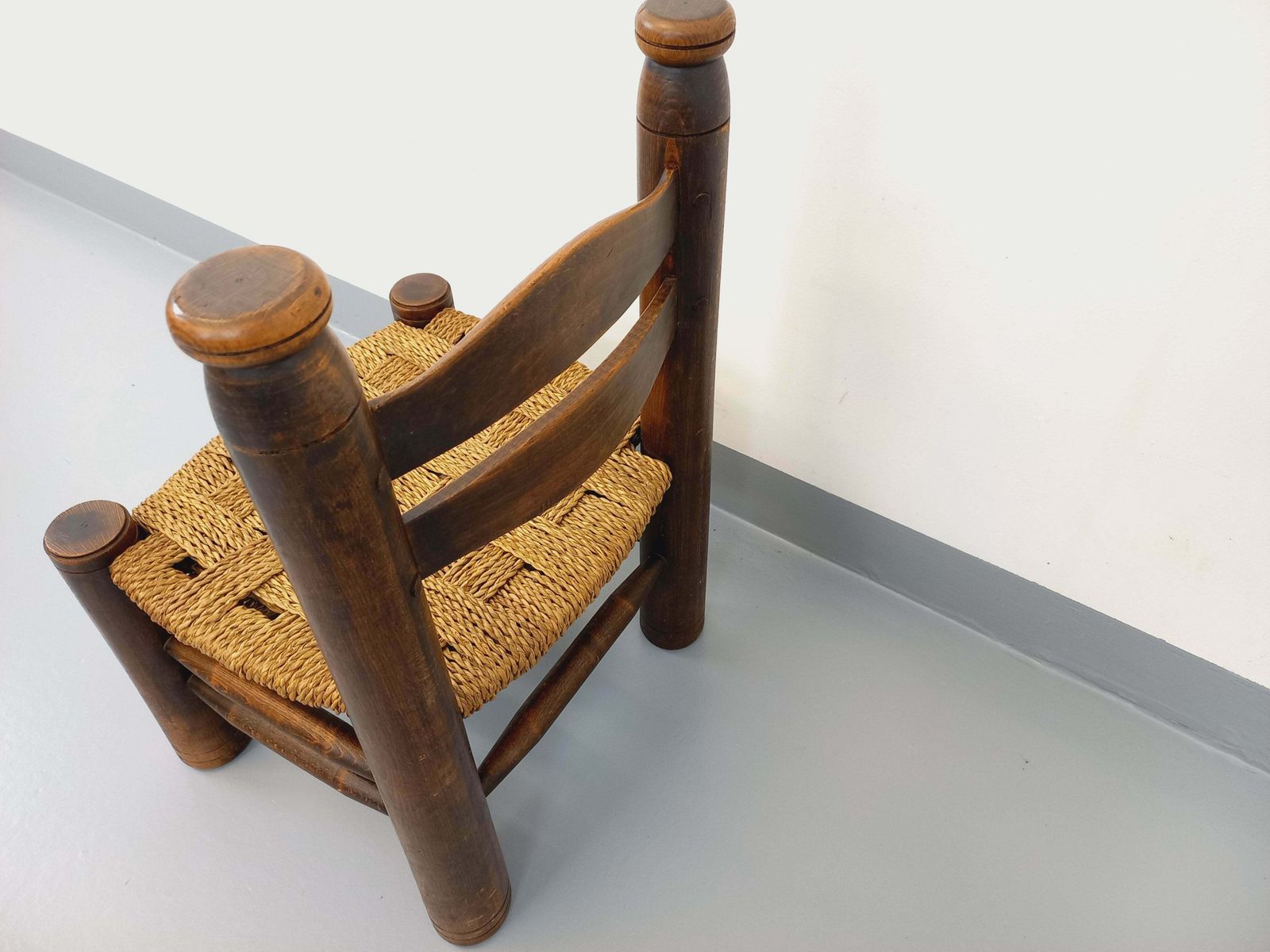 Charles Dudouyt Brutalist Low Chair In Wood photo 402.0