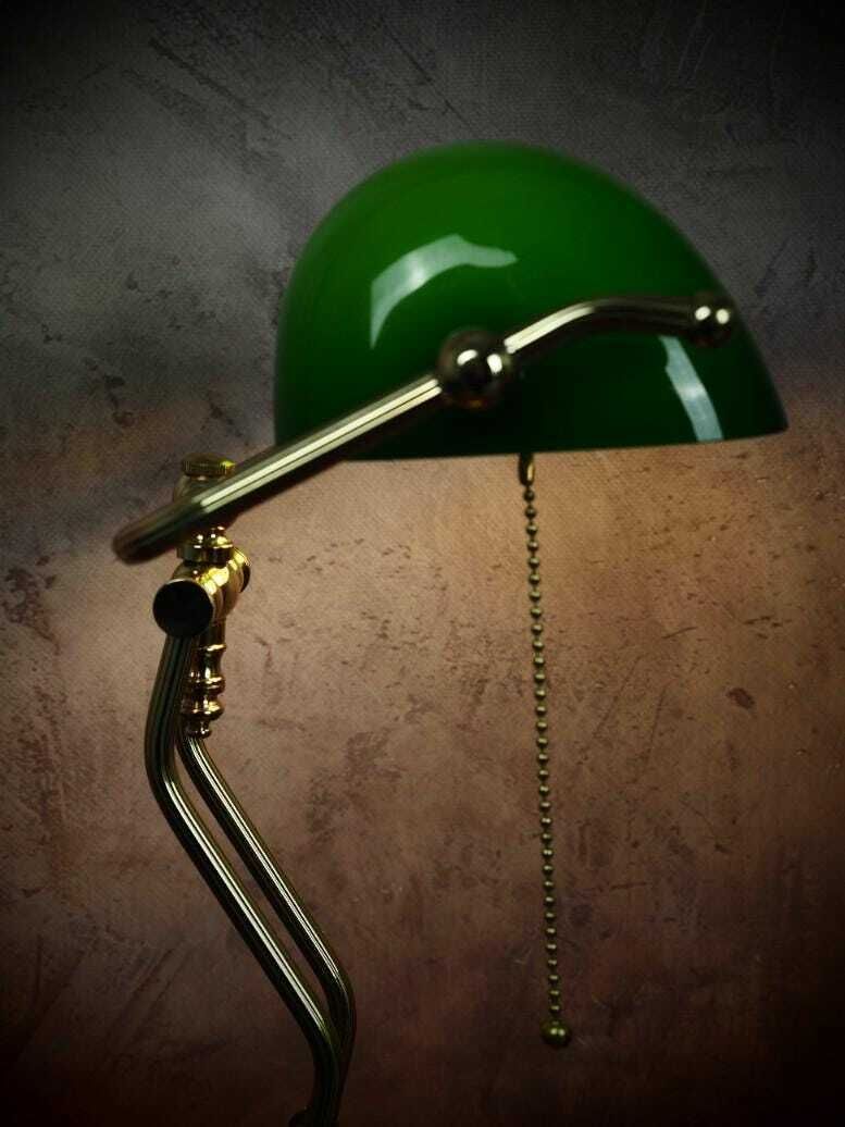 Banker Dark Brass Desk Lamp With Green Glass Shade – Elegant Office Décor, Perfect Gift For Students Or Professionals photo buy