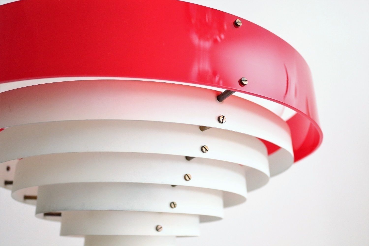 Italian Midcentury Pendant Lamp In Acrylic, Aluminium And Brass By Stilnovo, 1950s photo vintage