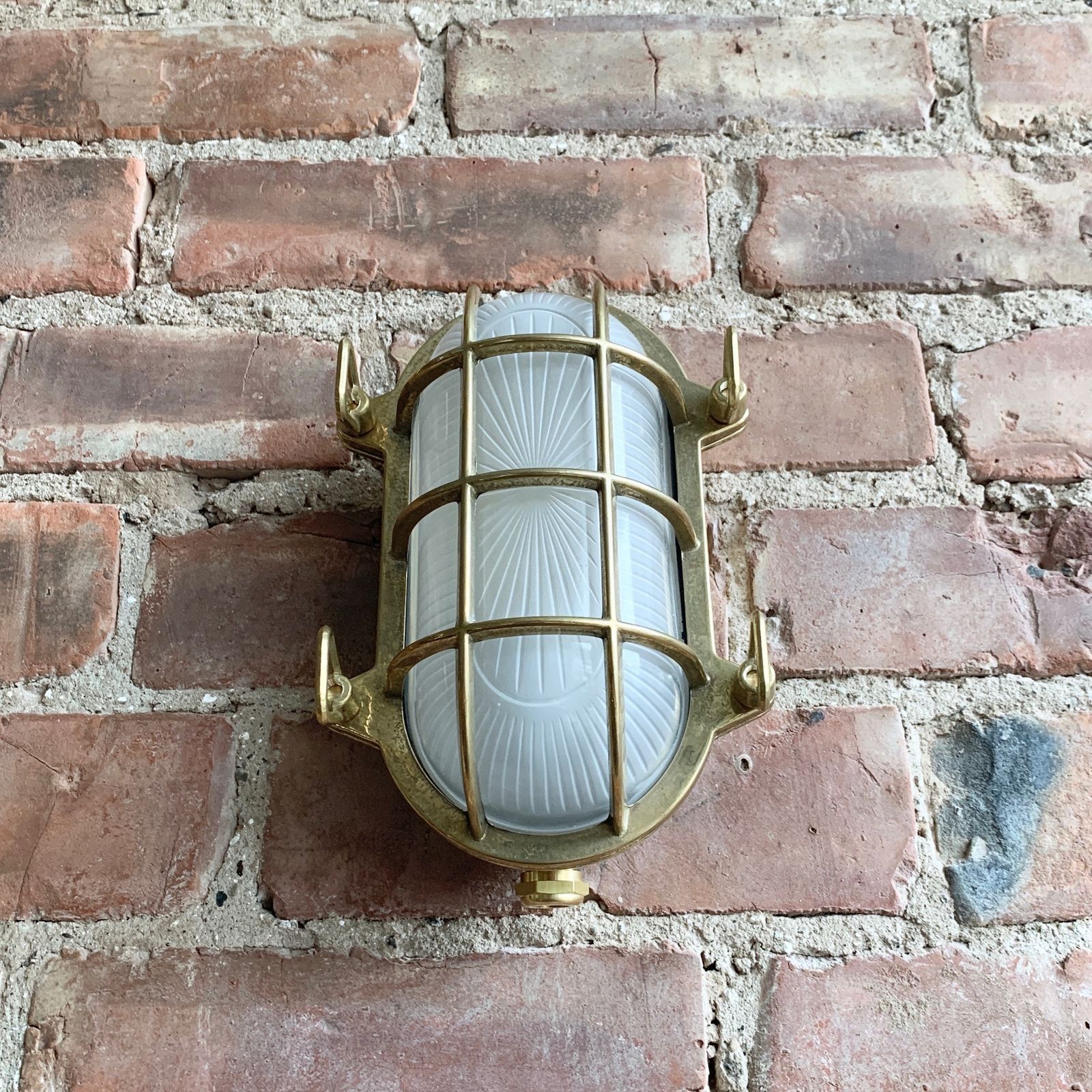 Contemporary Polished Brass Oval Bulk Head Wall Light photo vintage