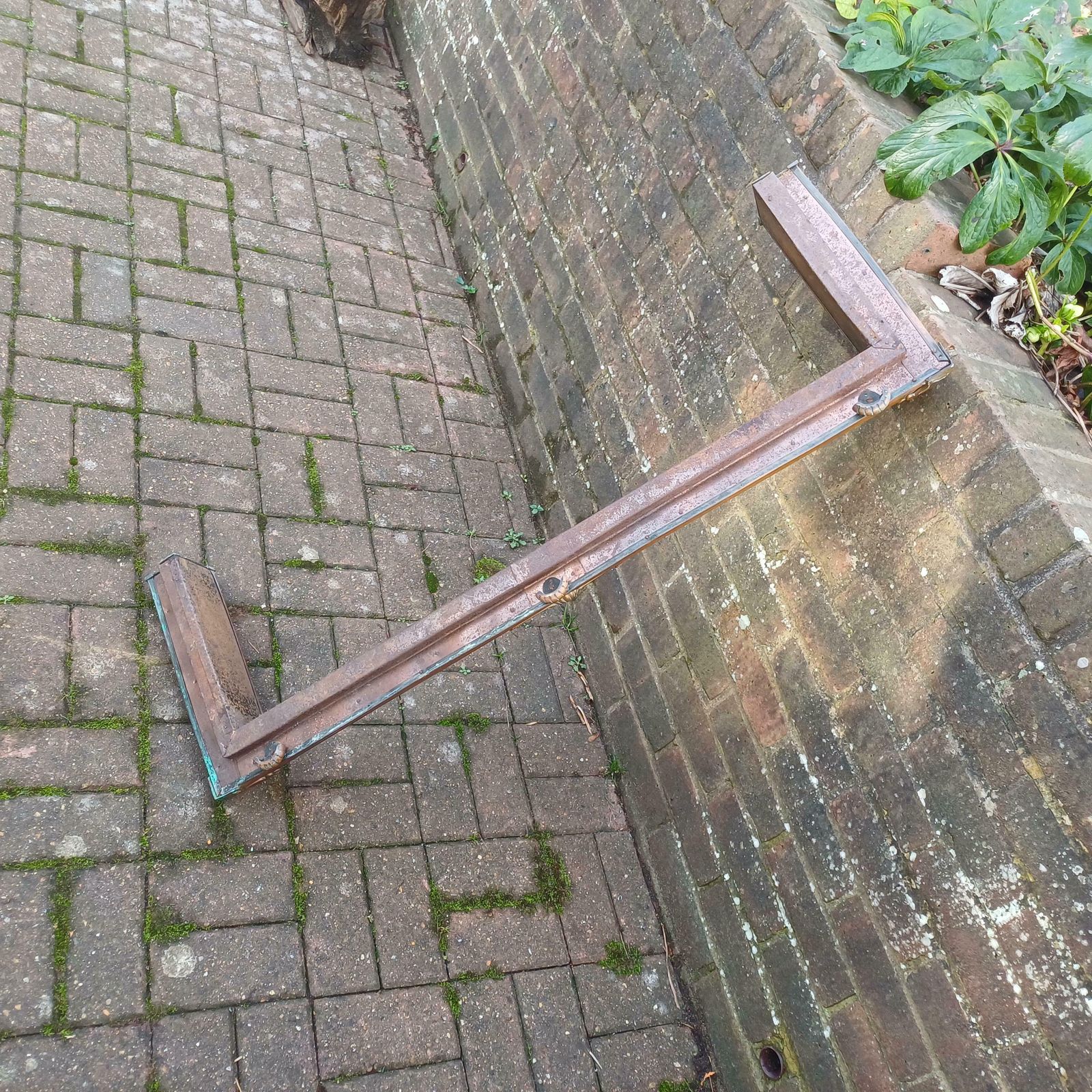 photo for sale Stunning Age Worn Brass Fireplace Fender With Original Gold Patina
