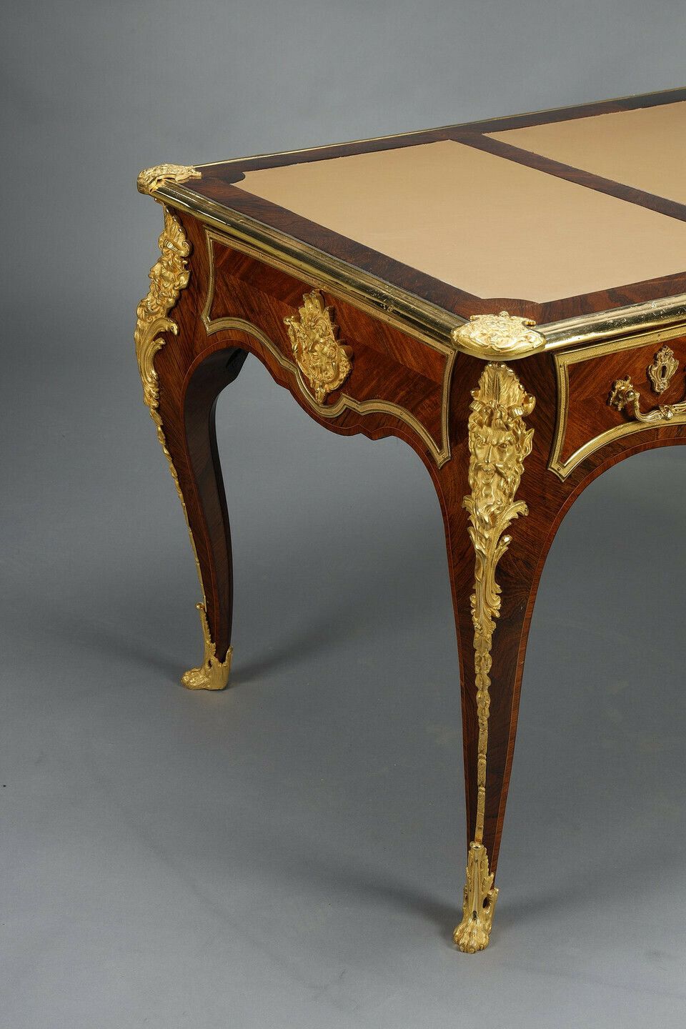 Louis XV Style Flat Desk In Marquetry And Rich Gilt Bronze Mountings photo buy