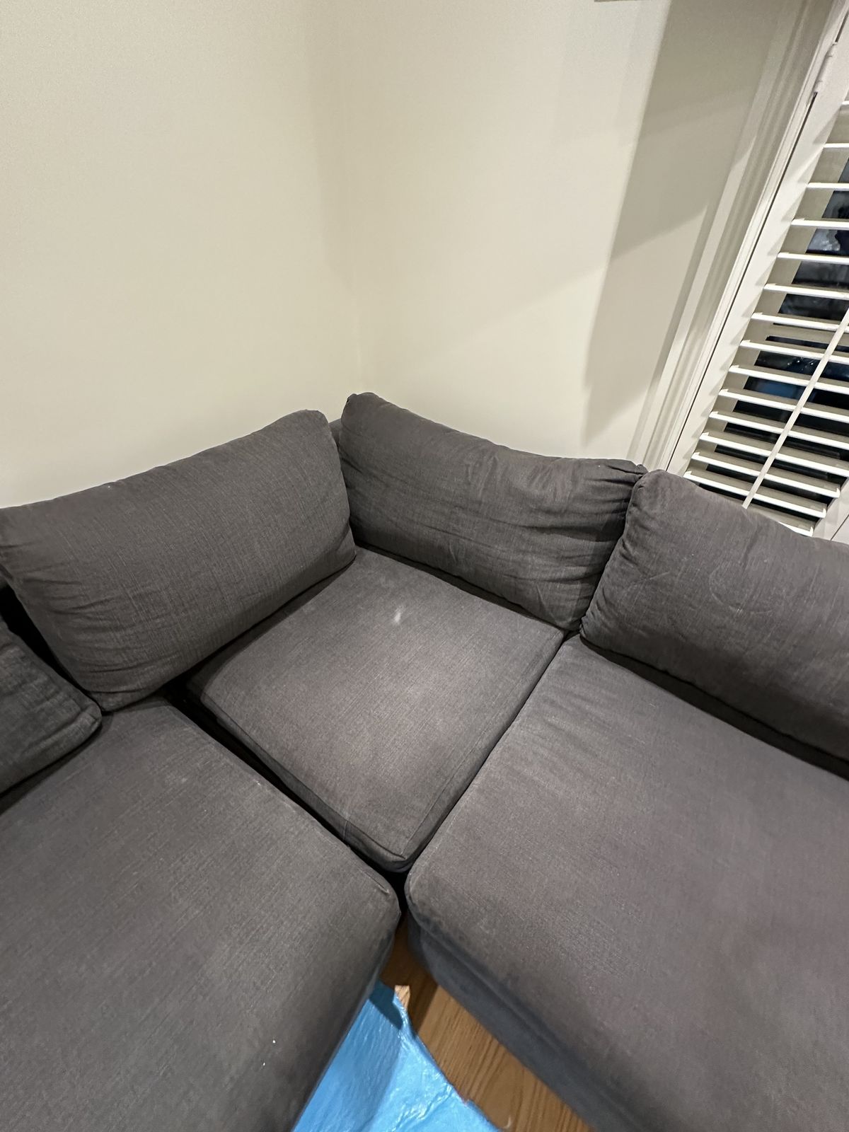 Large Stella L Shape, Brushed Linen Cotton (Charcoal). Purchased In Sep 14. Only One User. photo 199.0