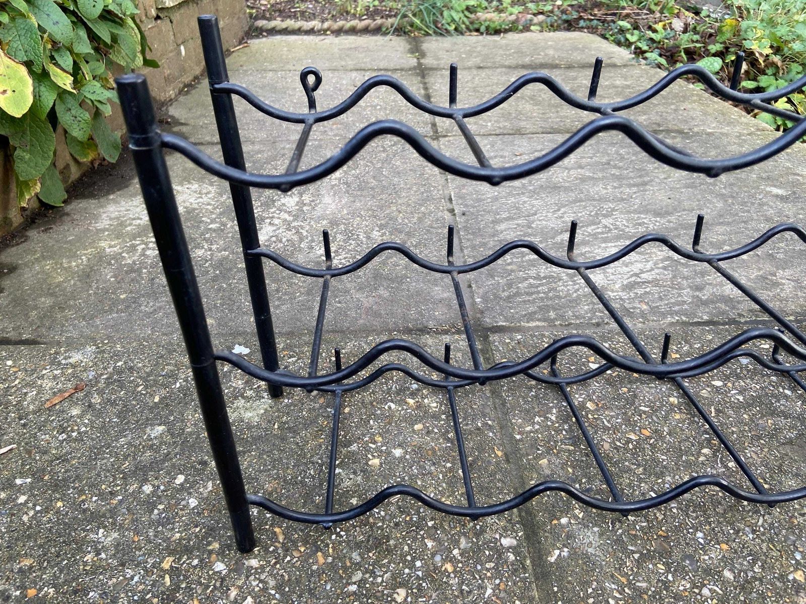 Retro 1970s Plastic And Metal Wine Rack For Up To 15 Bottles Of Wine   Surface Or Wall Mounted, Auriol Style photo for sale