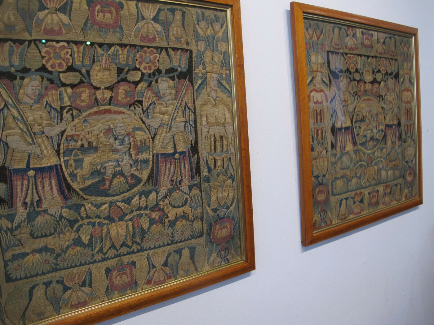 photo for sale A Pair Of Rare 17th Century North German Tapestry Cushions