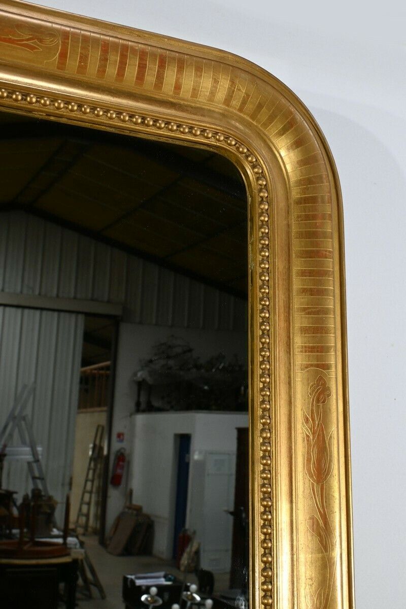 Gilded Leaf Mirror, Louis Philippe Period – Part 1 Of The 19th Century photo vintage