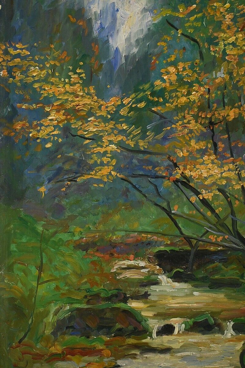 Oil On Canvas “Stream In The Forest” Signed A. Markowicz – Early 20th Century photo vinterior