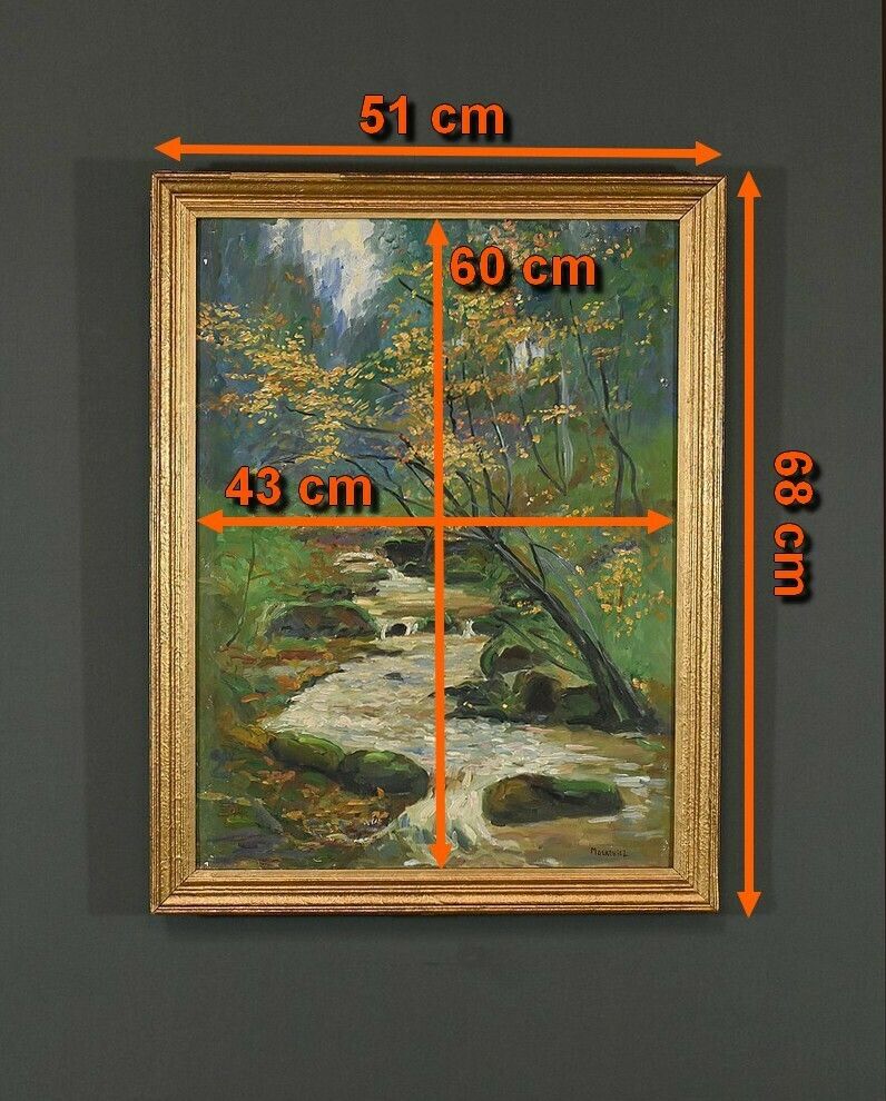 650.0 Oil On Canvas “Stream In The Forest” Signed A. Markowicz – Early 20th Century photo