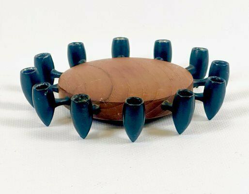 Danish Teak And Cast Iron Candleholder From Digsmed, 1964 photo for sale
