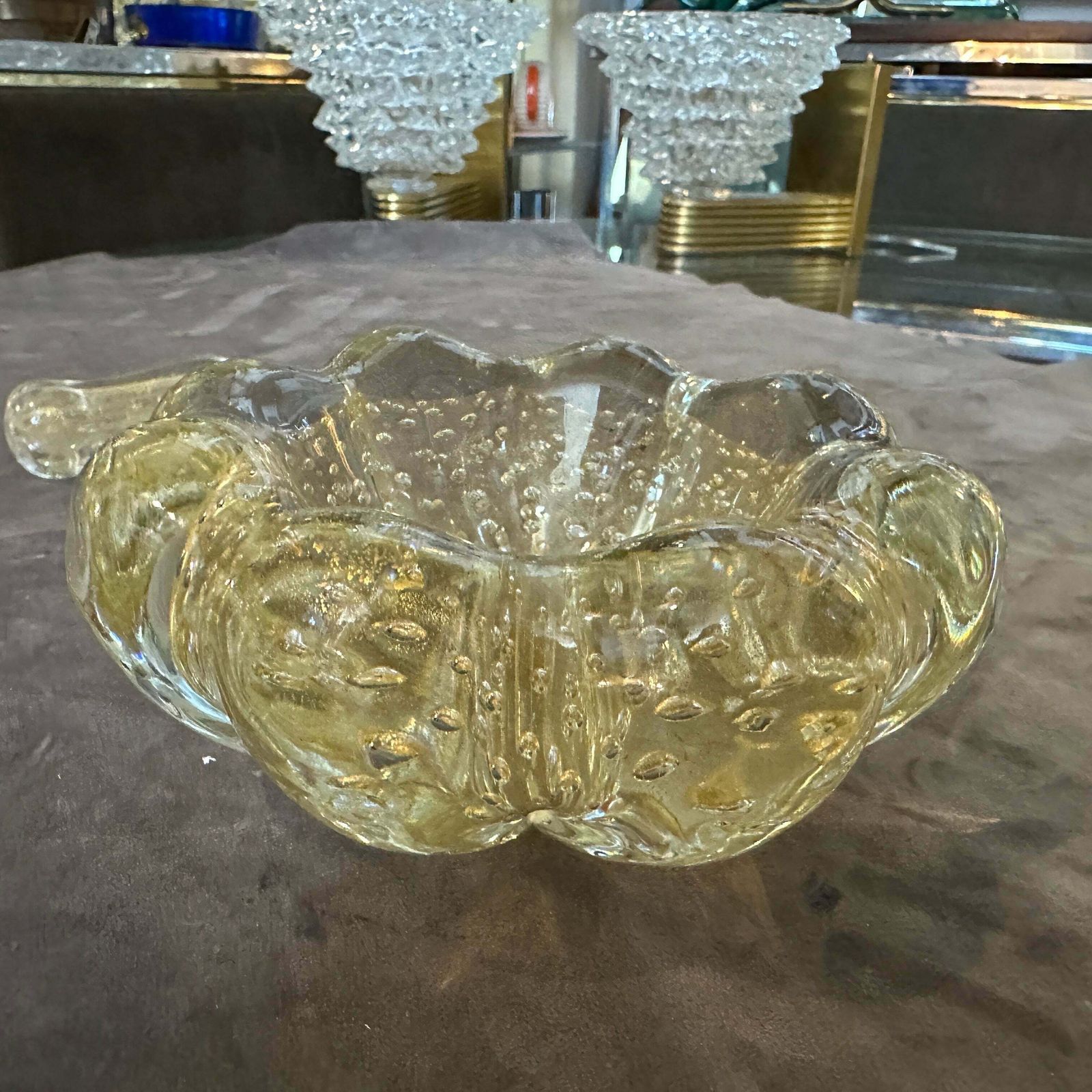 1960s Mid Century Modern Bullicante Murano Glass Ashtray By Barovier photo furniture