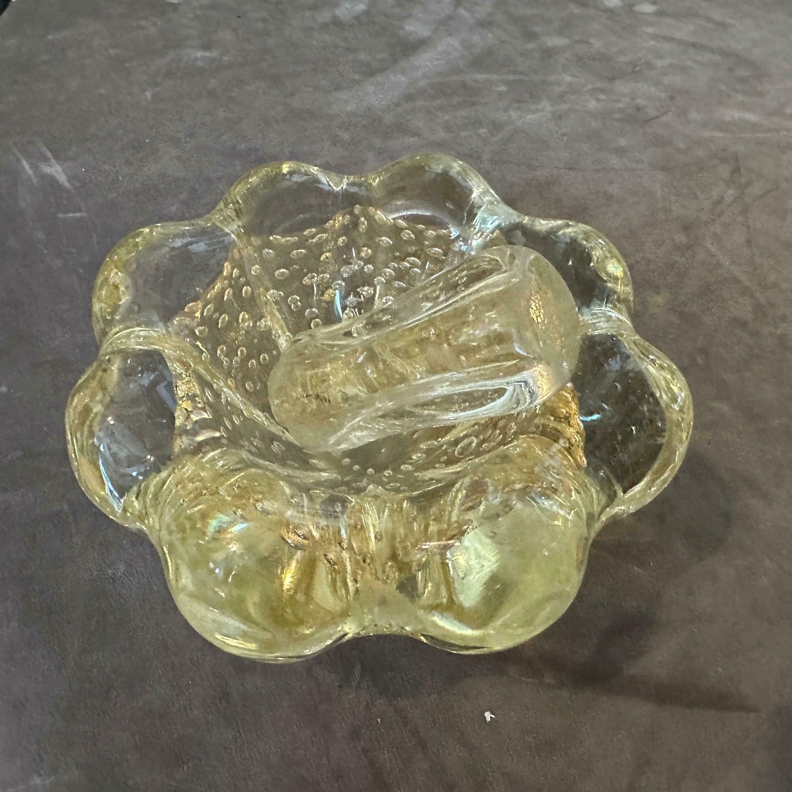 1960s Mid Century Modern Bullicante Murano Glass Ashtray By Barovier photo vintage