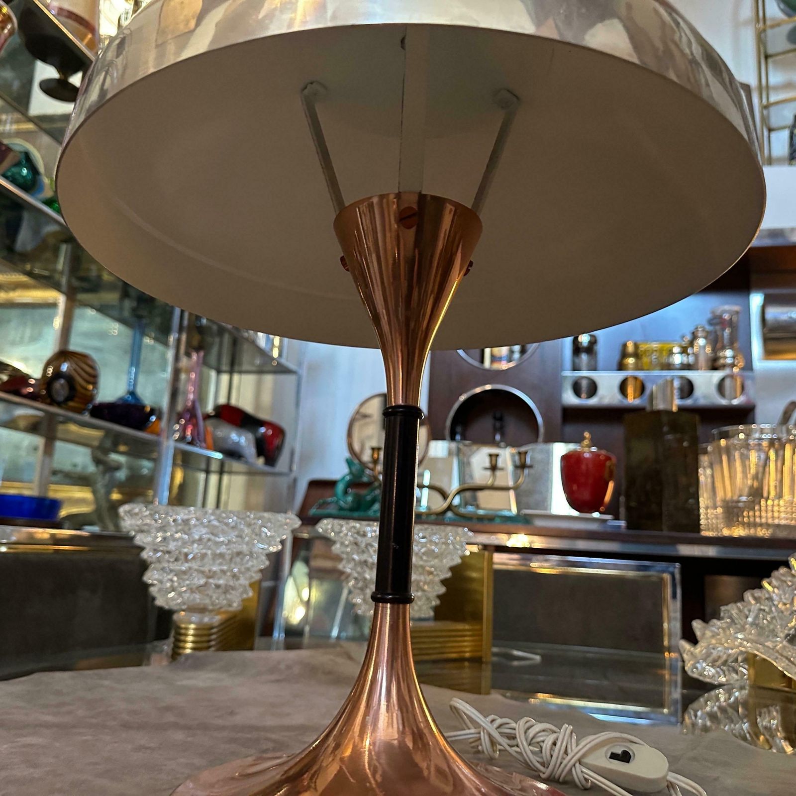 1970s Mid Century Modern Copper And Steel Italian Table Lamp photo buy