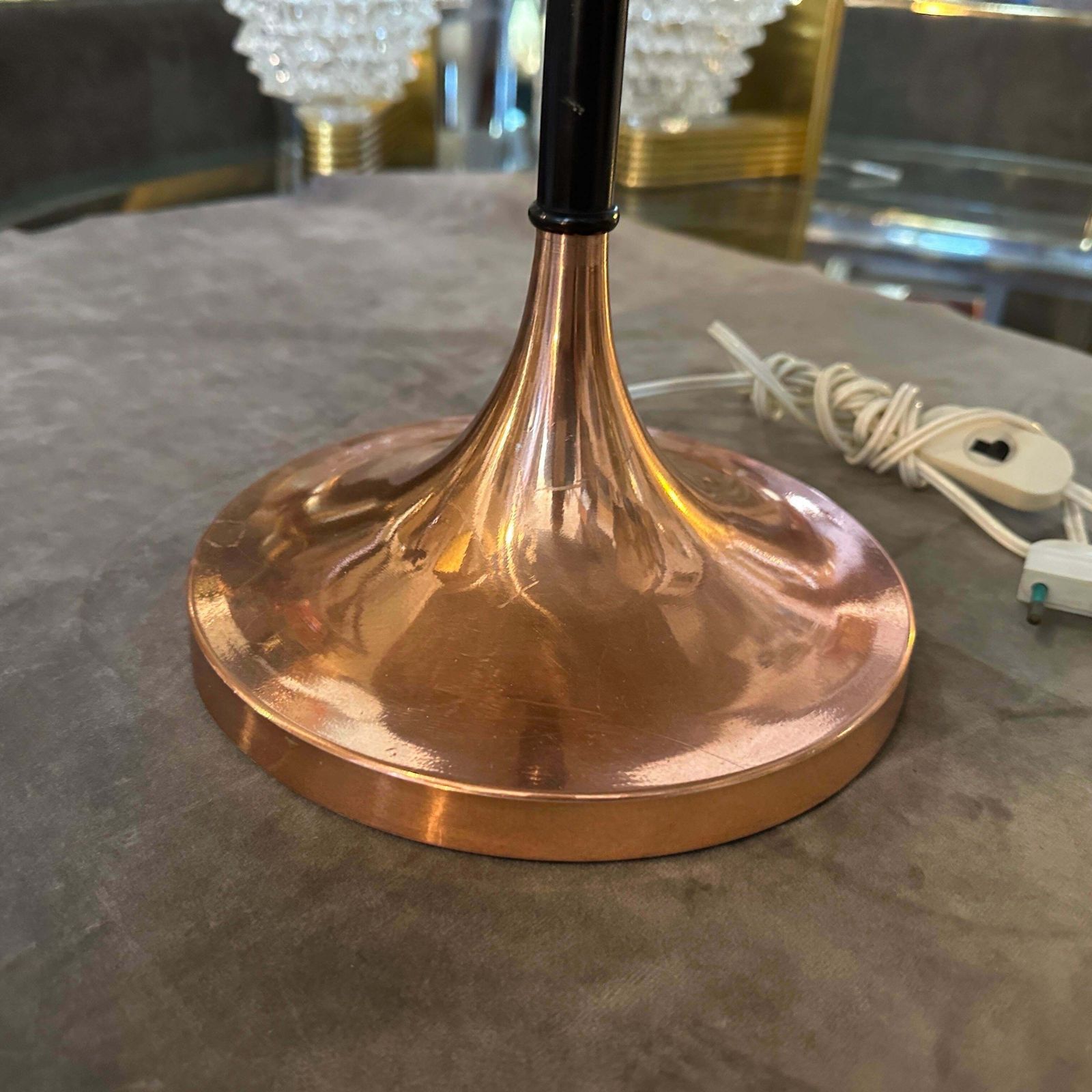 1970s Mid Century Modern Copper And Steel Italian Table Lamp photo vintage