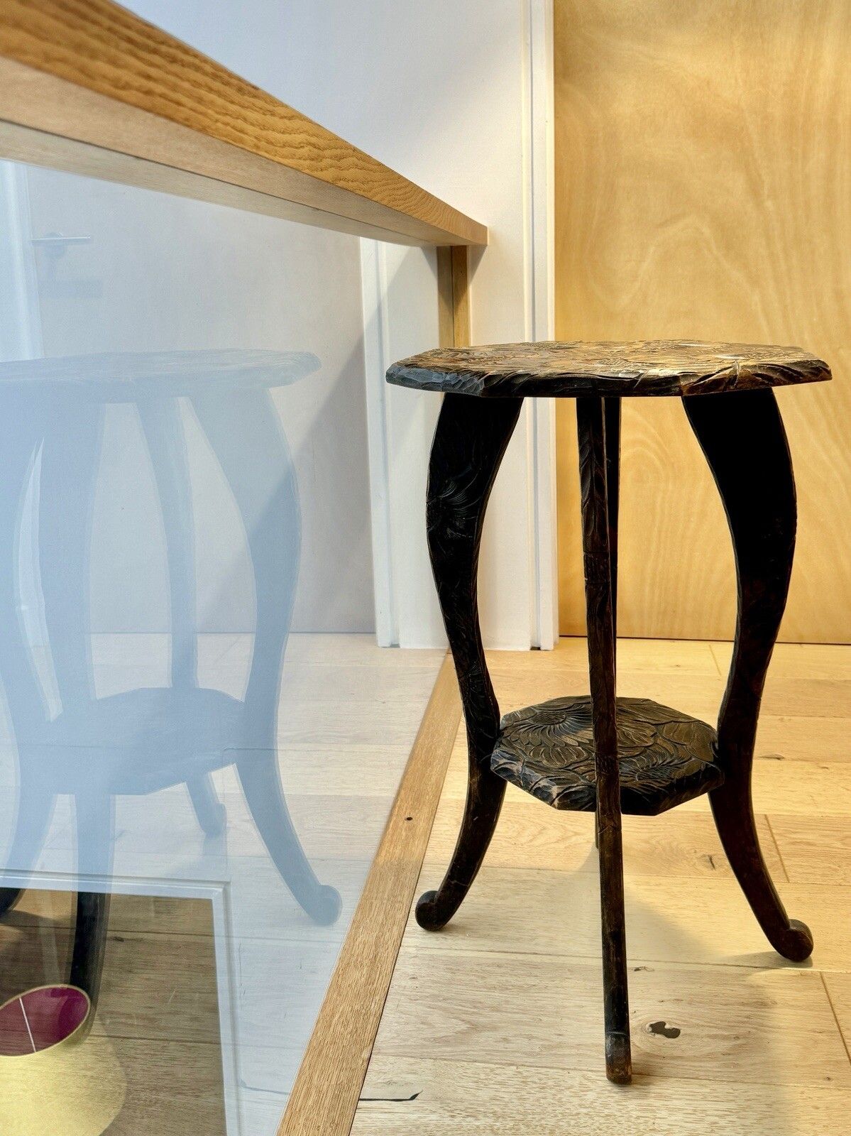 Liberty Of London Japanese Hand Carved Floral Side Table C1905 photo 250.0