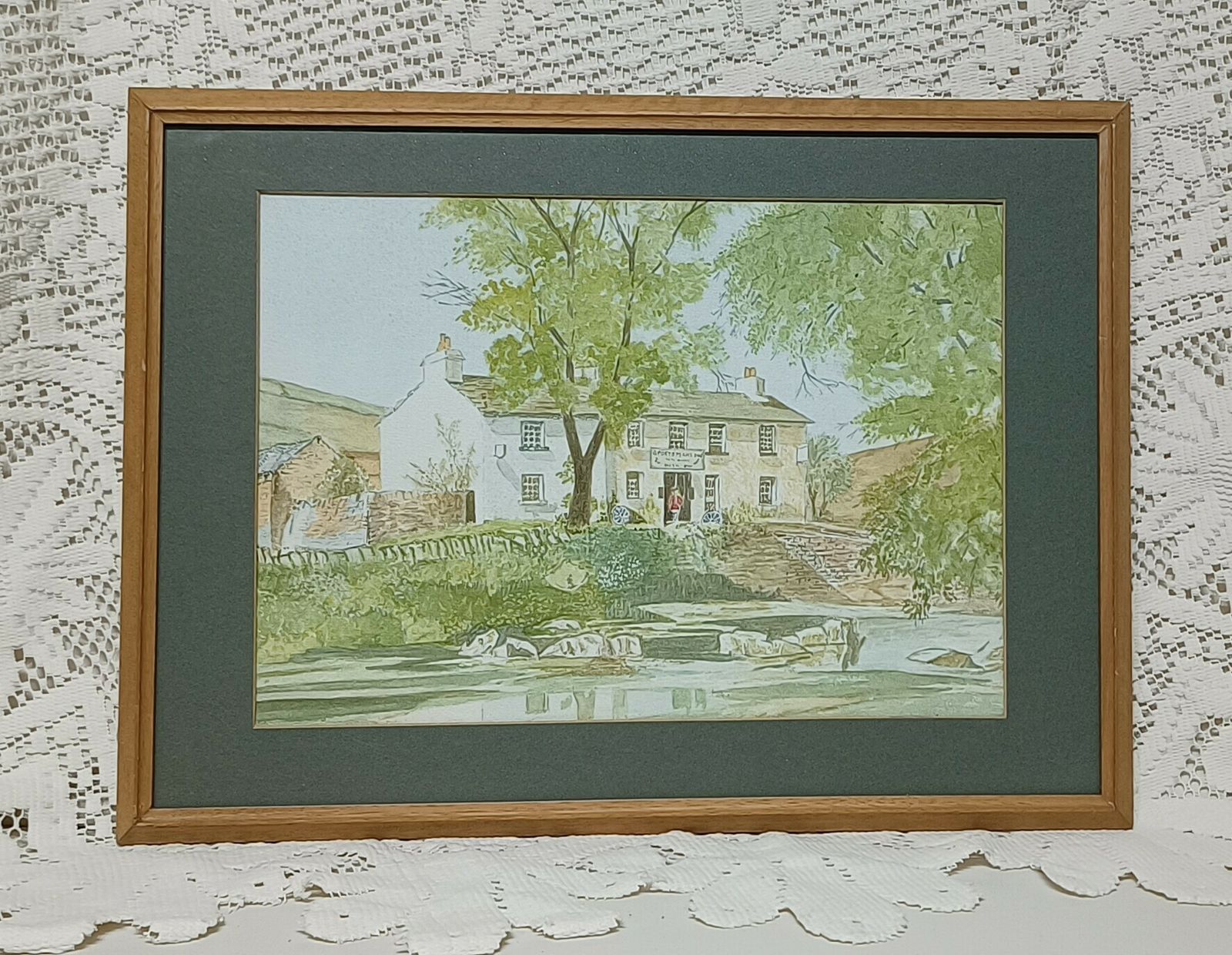 Original Watercolour Painting The Sportsman Inn Tweed Northumberland Artist Signed Framed. photo for sale