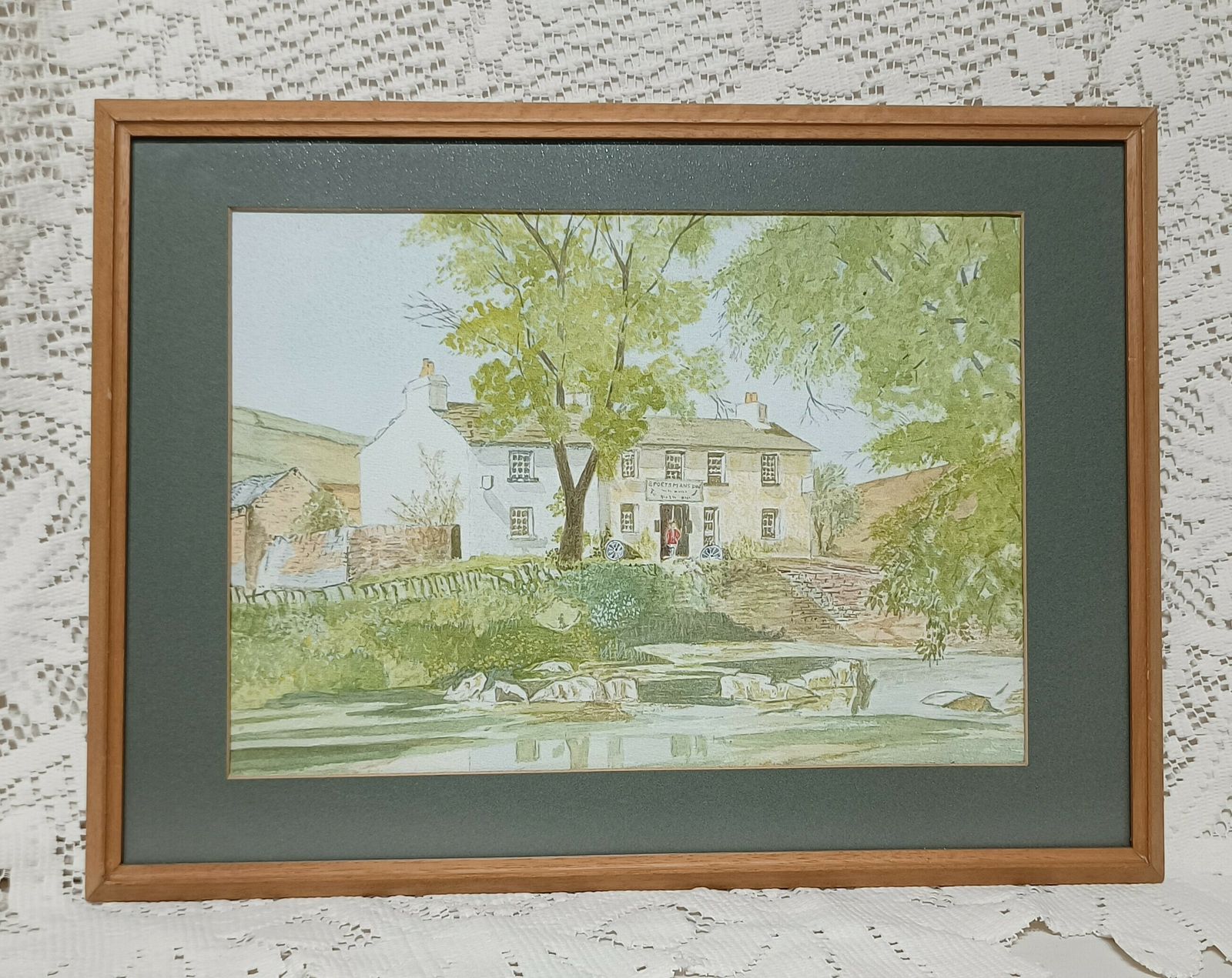 Original Watercolour Painting The Sportsman Inn Tweed Northumberland Artist Signed Framed.