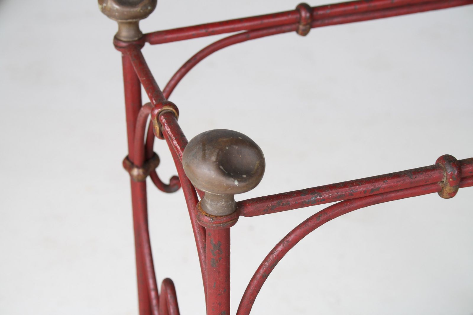 Decorative French Parisian Chic Antique Wrought Iron Red Painted Umbrella Stick Stand photo vintage