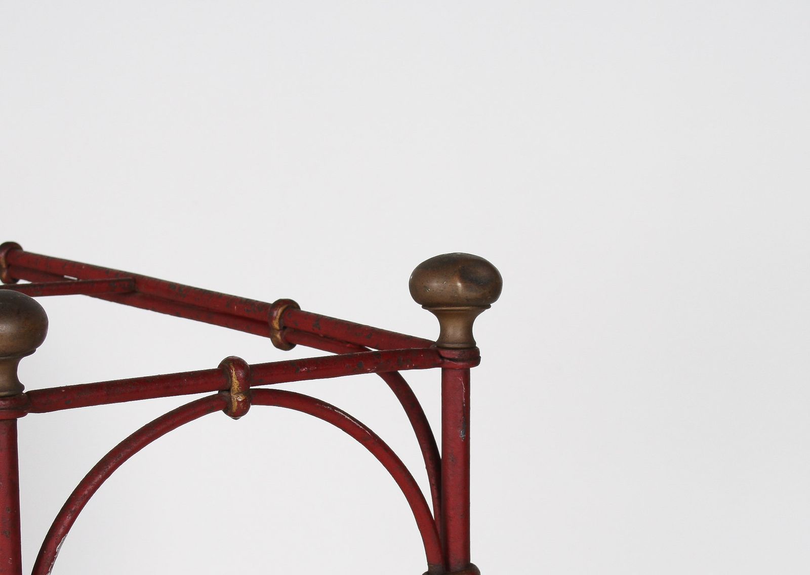 Home Decor Decorative French Parisian Chic Antique Wrought Iron Red Painted Umbrella Stick Stand photo